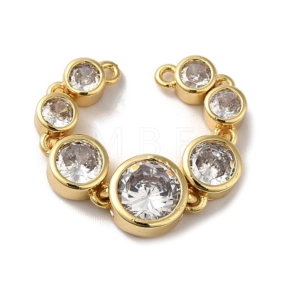 Eco-Friendly Rack Plating Brass Clear Cubic Zirconia Connector Charms KK-F853-30G-1
