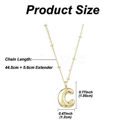 1Pc Initial Letter Brass Pendant Necklaces NJEW-YW0001-24C-1