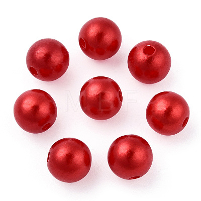 Spray Painted ABS Plastic Imitation Pearl Beads OACR-T015-05B-13-1