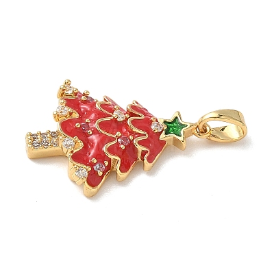 Christmas Brass Micro Pave Cubic Zirconia Pendants KK-K305-07A-01-1