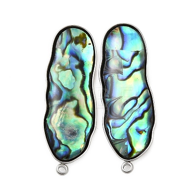 304 Stainless Steel Pave Natural Paua Shell Stud Earring Findings STAS-Z125-02P-1