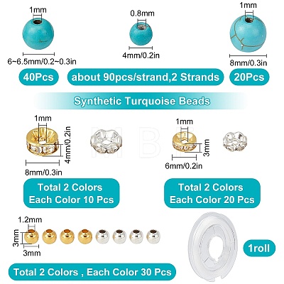 SUNNYCLUE DIY Synthetic Turquoise Beads Necklace Making Kit DIY-SC0018-05-1