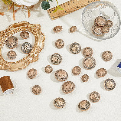 30Pcs 5 Styles Zinc Alloy Buttons BUTT-FH0001-016AG-1