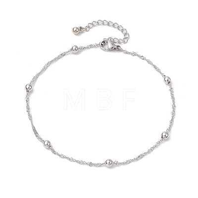 304 Stainless Steel Singapore Chain Anklets AJEW-AN00646-1