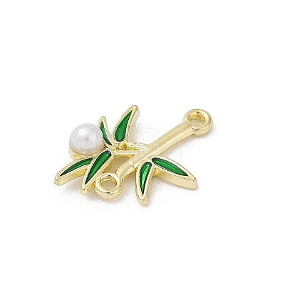 Alloy Green Enamel Bamboo Shaped Connector Charms PALLOY-R151-74G-1