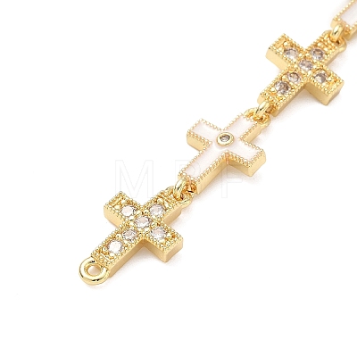 Brass Micro Pave Clear Cubic Zirconia 5 Cross Links Connector Charms KK-H539-15G-1