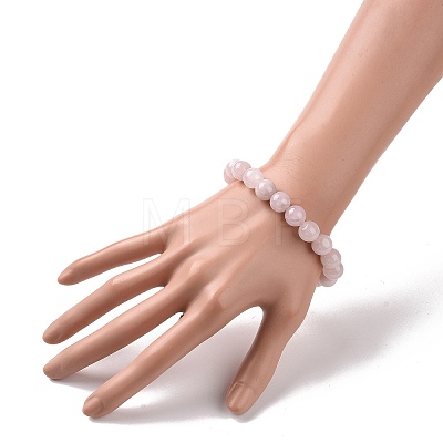 Natural Rose Quartz Bead Stretch Bracelets X-BJEW-K212-C-045-1