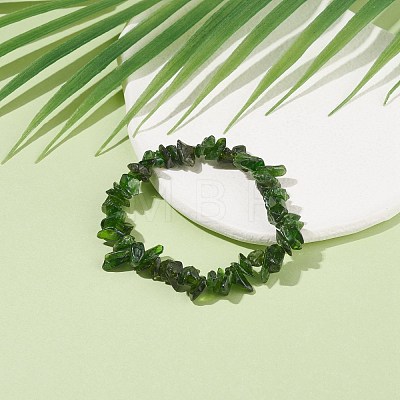 Natural Diopside Chips Beaded Stretch Bracelet BJEW-JB08081-1