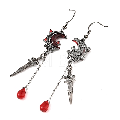 Alloy Rhinestone & Glass Teardrop Dangle Earrings EJEW-JE07513-1