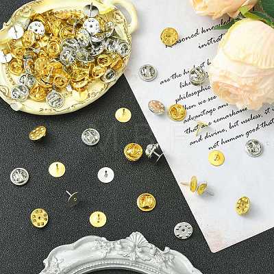 50Pcs 2 Colors Brass Butterfly Clutches Pin Backs KK-CJ0002-54-1