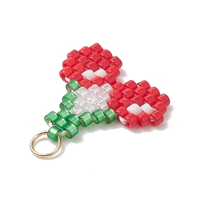 Fruit Theme Glass Seed Beaded Pendants PALLOY-MZ01357-01-1