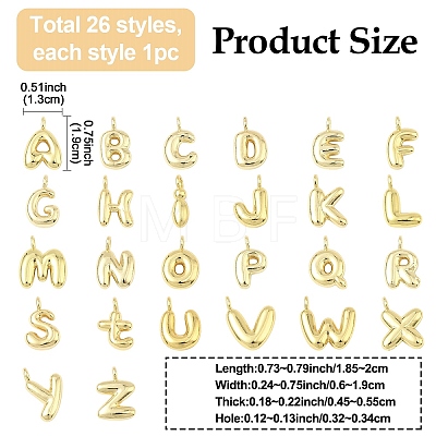 26Pcs 26 Styles Brass Pendants KK-YW0002-97-1