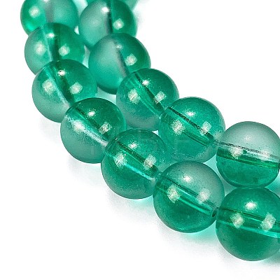 Frosted Transparent Glass Bead Strands GLAA-P065-10mm-14-1