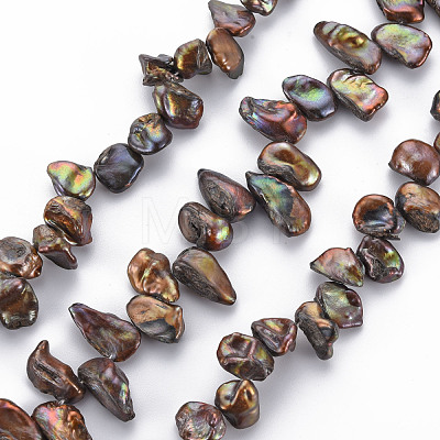 Natural Keshi Pearl Beads Strands X-PEAR-S021-022A-1