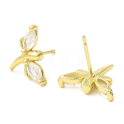 Dragonfly Real 18K Gold Plated Brass Stud Earrings EJEW-L270-09G-01-1