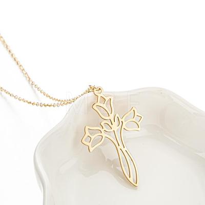 304 Stainless Steel Cutout Pendant Necklaces for Women WGF4B22-01-1
