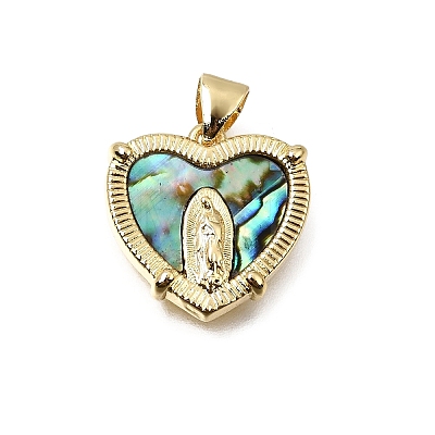Virgin Mary Theme Brass & Natural Shell Pendants SH-CBA7C77-01A-G02-1