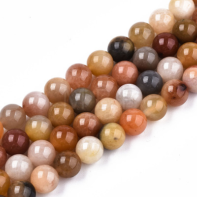 Natural Golden Silk Jade Beads Strands X-G-S373-004-8mm-1