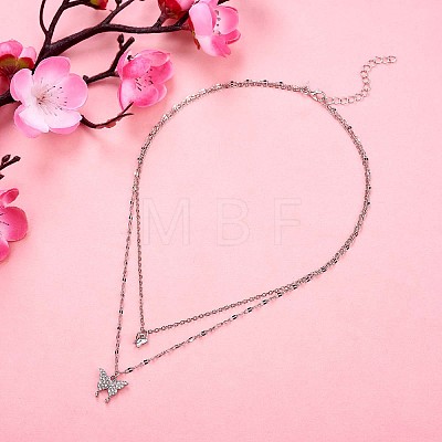 Alloy Butterfly Pendant Necklaces for Women JN1064A-1