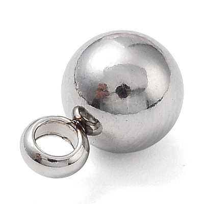 Round 304 Stainless Steel Charms with 201 Stainless Clasp STAS-N025-02-6mm-1