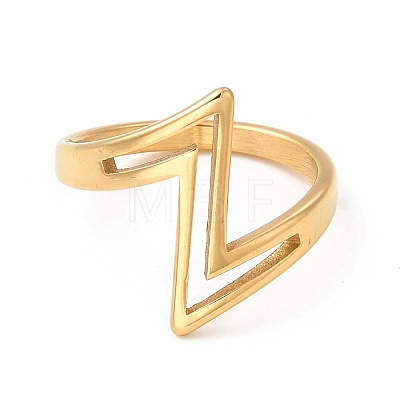 Ion Plating(IP) 304 Stainless Steel Hollow Letter Z Finger Rings RJEW-C049-21A-G-1