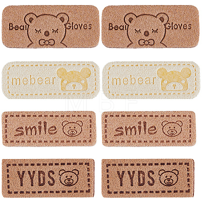 Gorgecraft 80Pcs 4 Styles Cartoon Style Bear Pattern PU Leather Label Tags DIY-GF0007-22-1