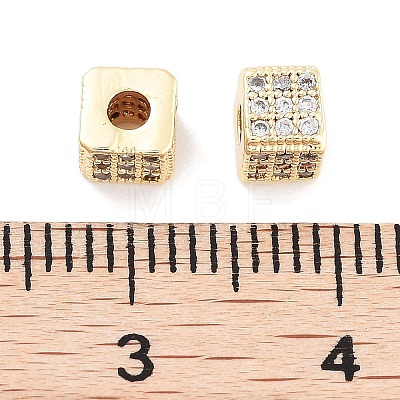 Brass Micro Pave Clear Cubic Zirconia Beads KK-P271-18G-1