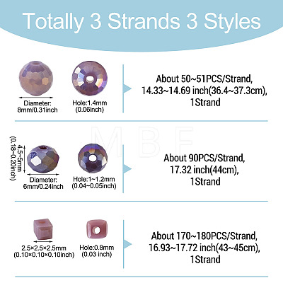 3 Strands 3 Styles Electroplate Glass Beads Strands GLAA-TADJ0001-14-1
