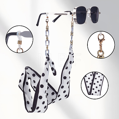 2Pcs 2 Colors Polyester & Acrylic Eyeglasses Chains AJEW-SP0006-02B-1
