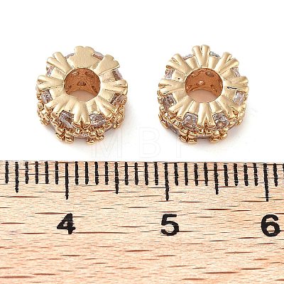 Brass Micro Pave Clear Cubic Zirconia Beads KK-U028-29G-1