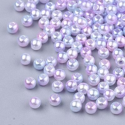 Rainbow ABS Plastic Imitation Pearl Beads OACR-Q174-6mm-01-1