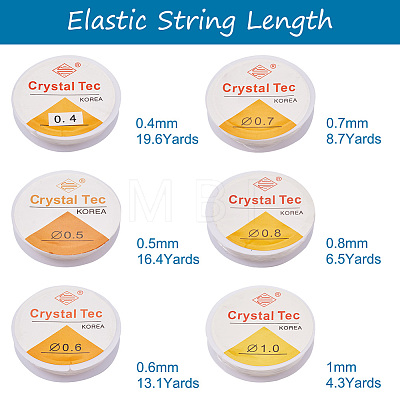 Yilisi 12Roll 6 Style Round Crystal Elastic Stretch Thread EW-YS0001-01-1