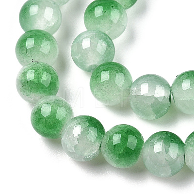 Crackle Baking Painted Imitation Jade Glass Beads Strands DGLA-T003-10mm-07-1