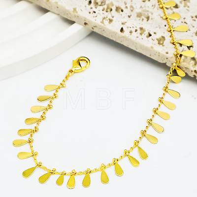 Adjustable Brass Teardrop Tassel Pendant Anklets for Beach MT3277-1