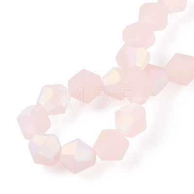 Imitation Jade Bicone Frosted Glass Bead Strands X-EGLA-A039-J6mm-MB07-1