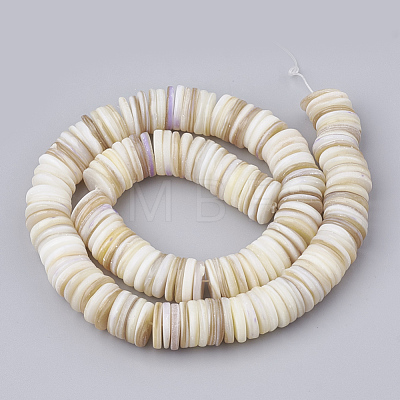 Disc Natural Sea Shell Beads Strands SSHEL-F290-32-1