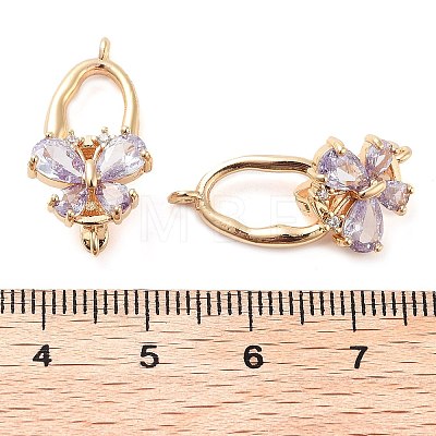 Brass Micro Pave Clear Cubic Zirconia Fold Over Clasps KK-U028-18G-1