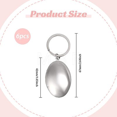 6Pcs 316 Stainless Steel Locket Pendant Keychain KEYC-PH01648-1