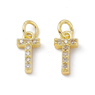 Real 18K Gold Plated Brass Micro Pave Clear Cubic Zirconia Charms KK-E068-VB452-T-1