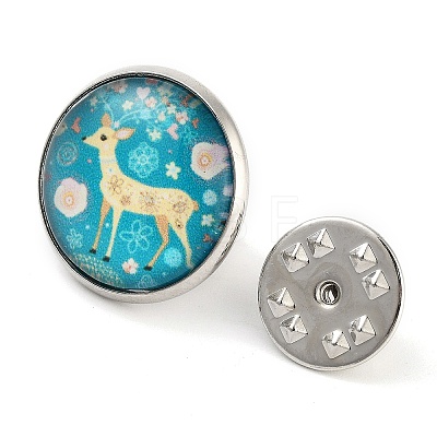 Round with Deer Glass Brooches JEWB-A022-01G-1