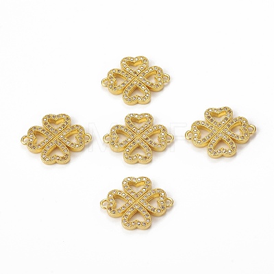 Brass Micro Pave Clear Cubic Zirconia Connector Charms KK-E068-VB346-1