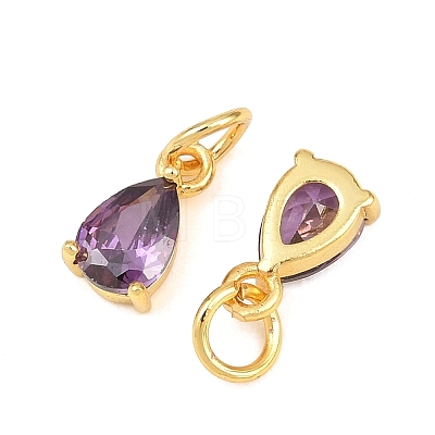 Brass Pave Cubic Zirconia Charms KK-K340-51G-1