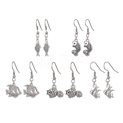 Fish Alloy Dangle Earrings EJEW-JE05535-1