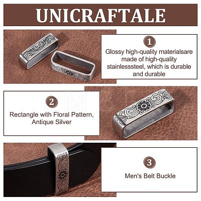 Unicraftale 2Pcs 2 Style 304 Stainless Steel Loop Keepers STAS-UN0055-83-1