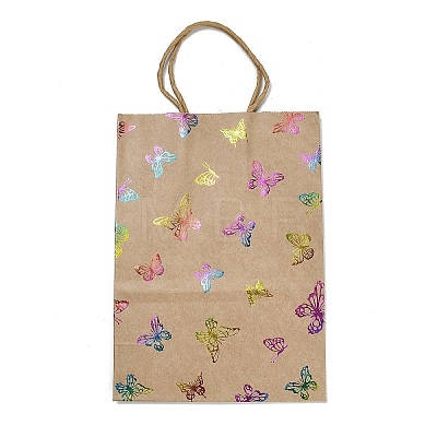 Rainbow Color Stamping Kraft Paper Gift Tote Bags ABAG-K005-01B-1