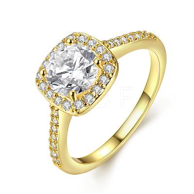 Classic Square Brass Cubic Zirconia Finger Rings RJEW-BB02423-7G-1