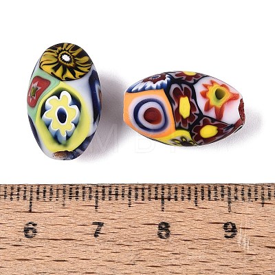 Handmade Millefiori Glass Oval Beads LA-N001-03B-1