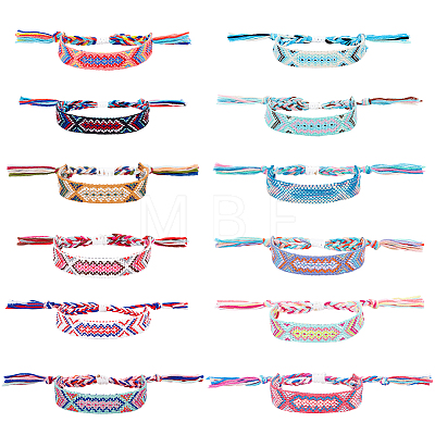 ANATTASOUL 12Pcs 12 Colors Polyester Braided Cord Bracelets Set BJEW-AN0001-56-1