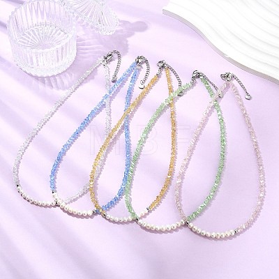 Natural Cultured Freshwater Pearl & Glass Beaded Necklaces for Women NJEW-JN06080-1