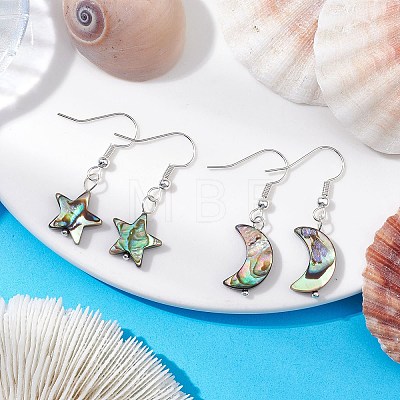 Natural Abalone Shell/Paua Shell Dangle Earring EJEW-JE05915-1